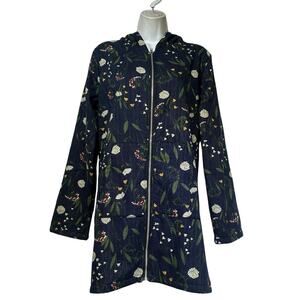 cellabie fleece lined floral hooded zip up jacket Size XL
